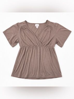 Isabel Maternity Taupe V-Neck Empire-Waist Nursing Top Size M